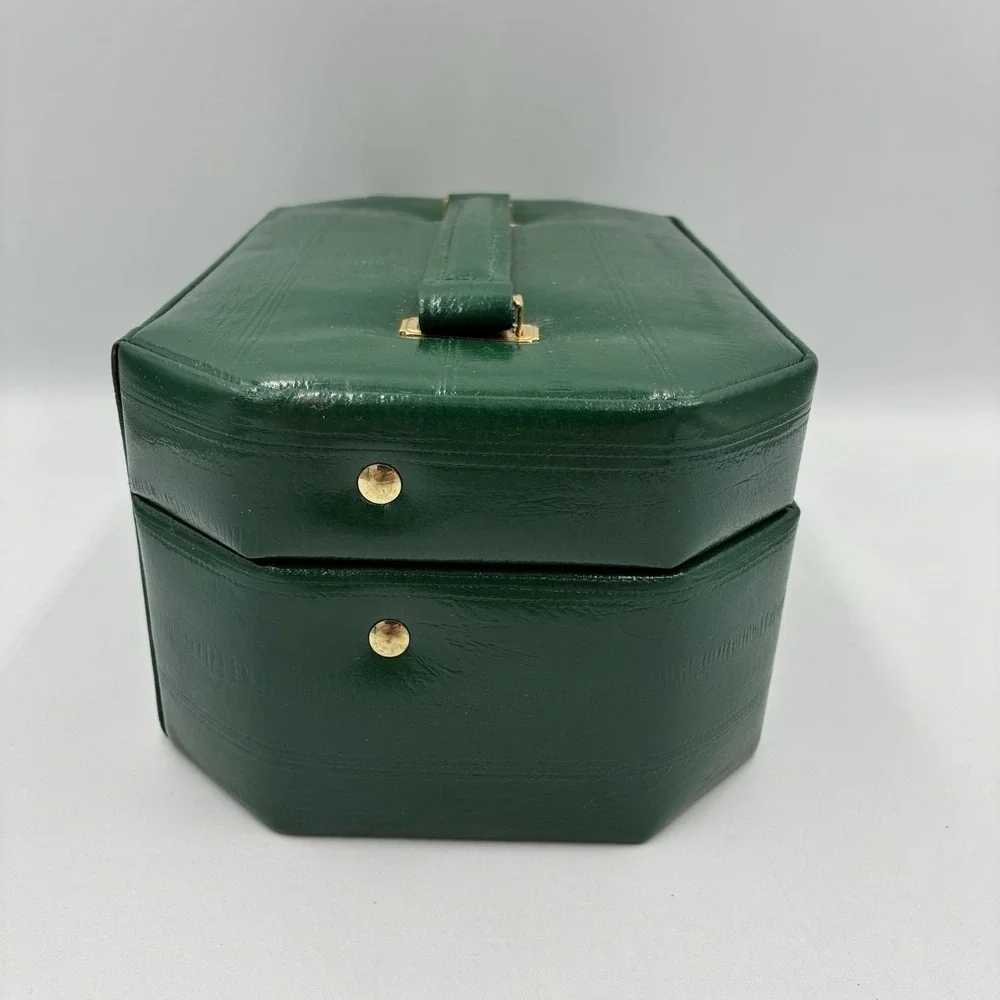 Vintage International Silver Company Travel Jewelry Box Green Color
